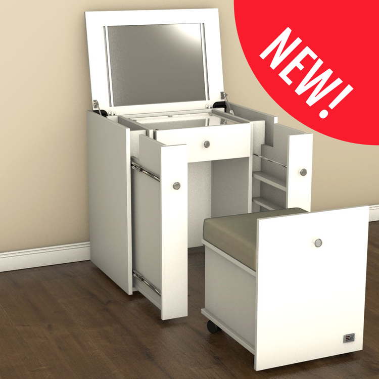 BrandBox Beauty - Dein mobiler Schminktisch mit gepolstertem Sitzhocker