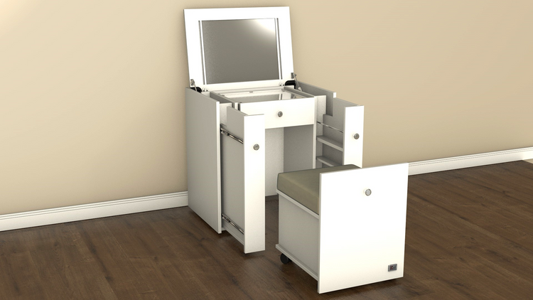 BrandBox Beauty - Dein mobiler Schminktisch mit gepolstertem Sitzhocker